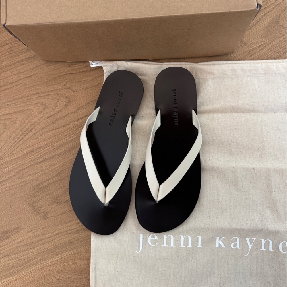 Jenni Kayne Black Sandals with Cream Straps